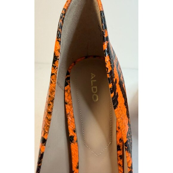 Aldo Cassedy Orange Snake Print Size 7 Pumps  Formal Stiletto High Heel - Picture 10 of 12